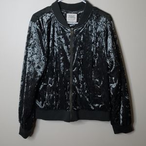 Ashley Outerwear Green Velour Bomer Jacket